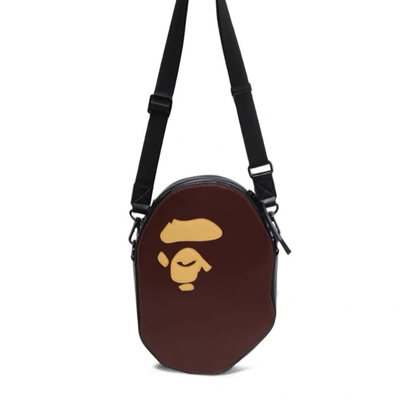 Bathing Ape Bape Bag Accessories: Ape-patterned PU leather zippered crossbody bag/shoulder bag