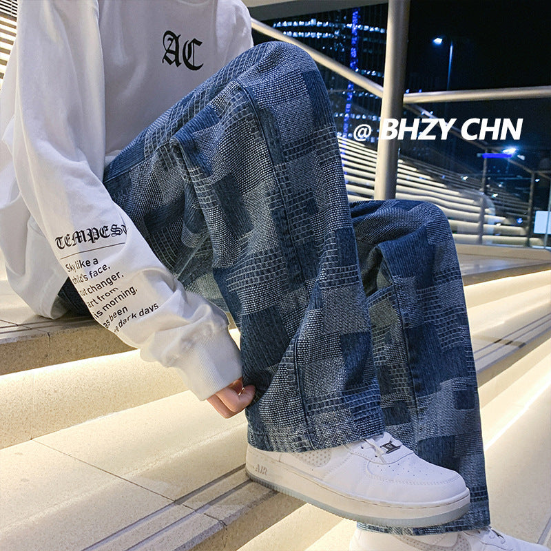 Men Jeans Oversize Pants Spring Jeans Men's Straight Wide Leg Pants