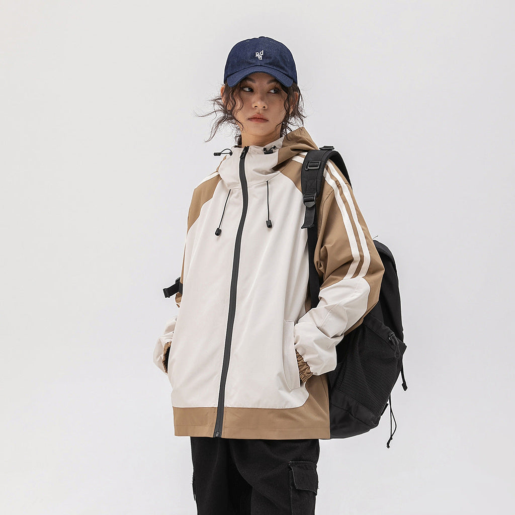 Unisex Jacket Vintage Color Matching Shell Jacket Jacket