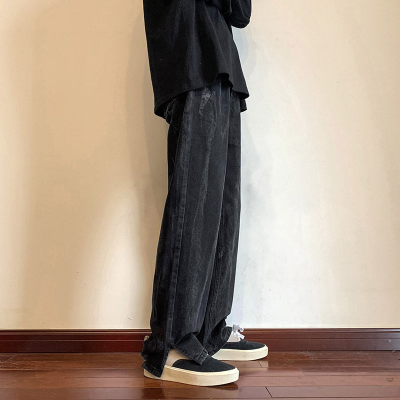 Men Jeans Vintage Jeans Men's Summer Loose Wide-Leg Straight Pants