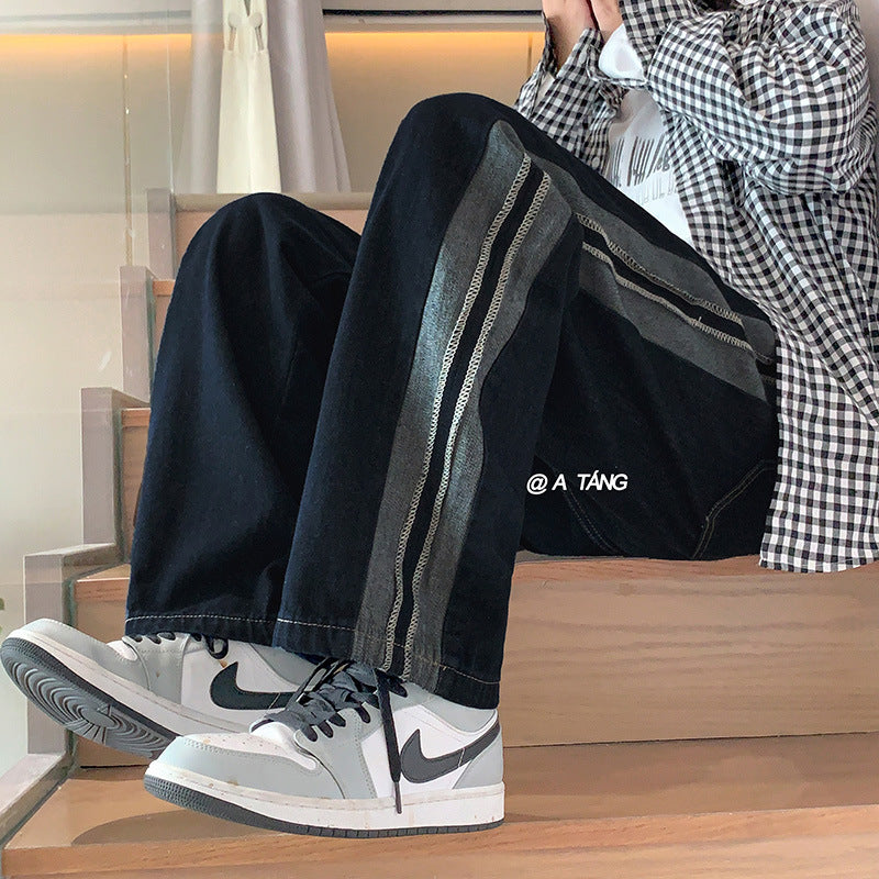 Men Jeans Loose Straight Jeans Wide Leg Pants