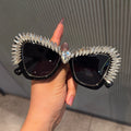 Trendy punk glasses flash diamond