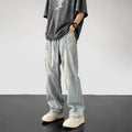 Men Jeans Summer Water Washed Hole Loose Straight Casual Trousers
