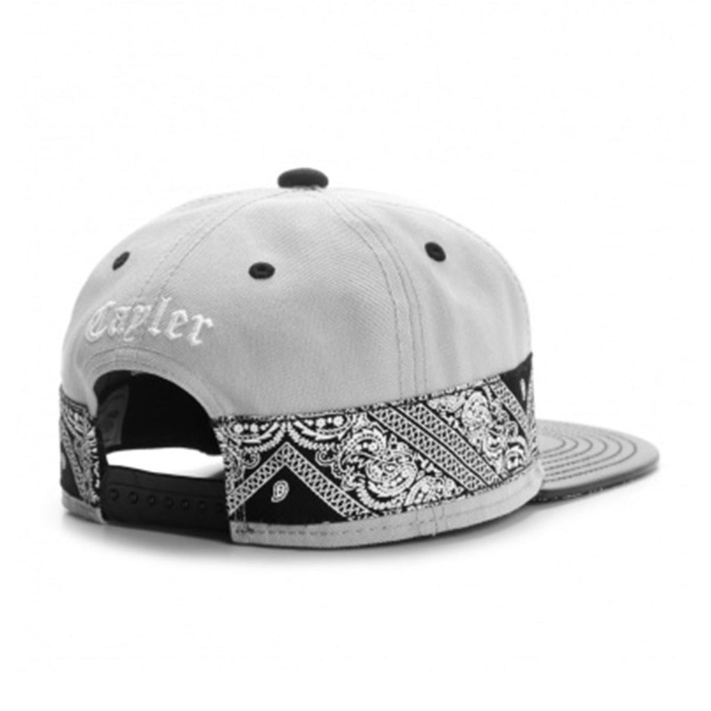 Trendy flat brimmed snapback hats cashew pattern printing embroider leather hat