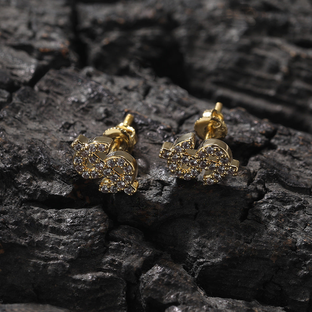 Earrings Zircon ' $' Shape Earring