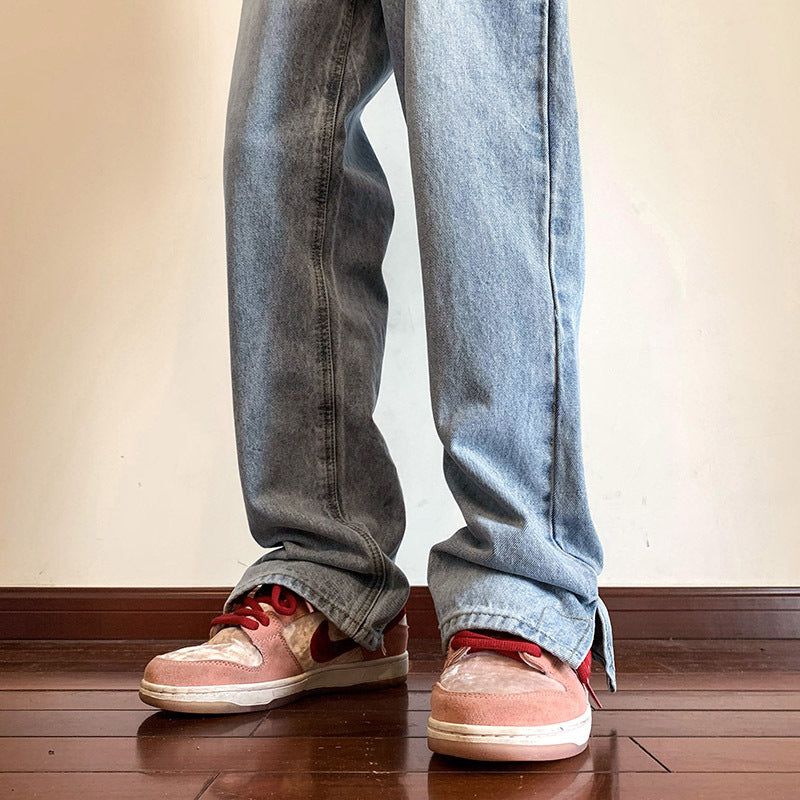 Men Jeans Wide-Leg Straight Pants Summer
