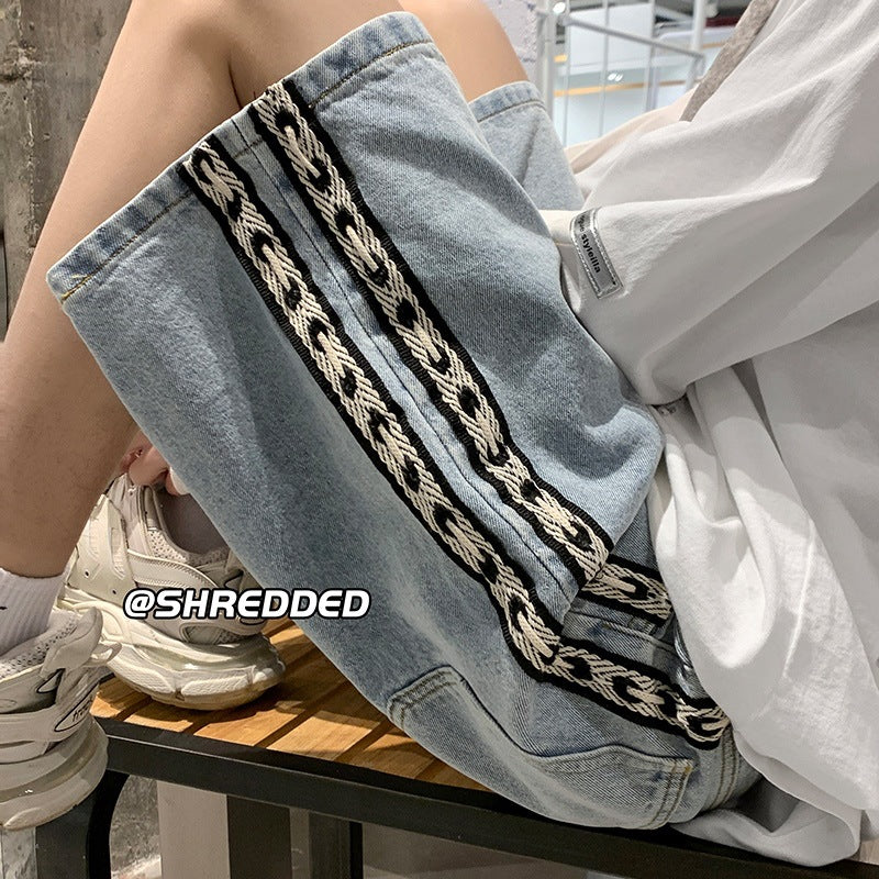 Men Jeans Summer Loose Straight Casual Shorts