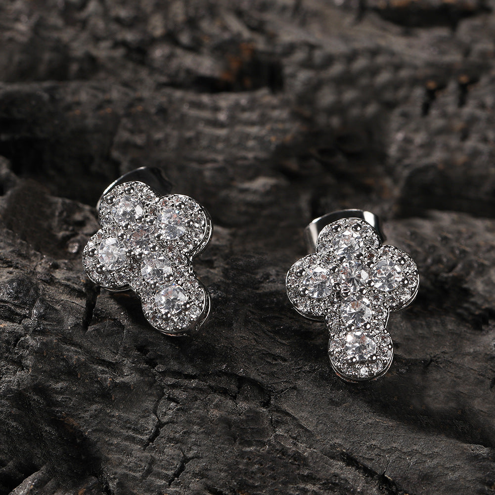 Earrings Fashion Zircon Cross Earrings Spectrum