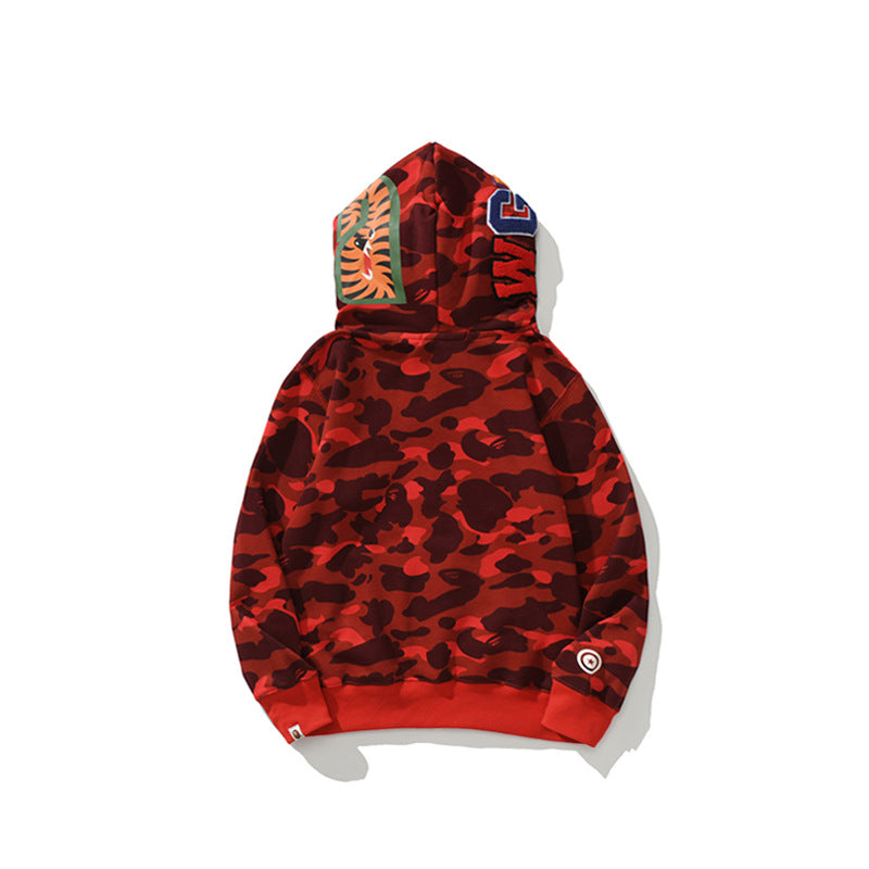 Ape Hoodie Double Hat Tiger Head Sweater Men's Cardigan