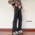 Men Jeans Lace-up Jeans Men's Straight Slim-Fit Zipper Overalls