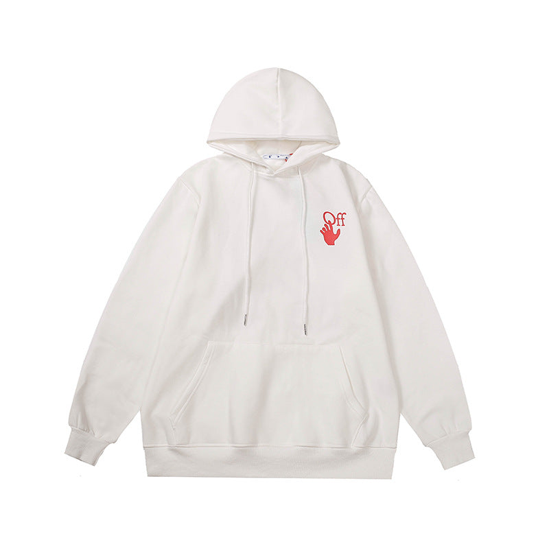 OW  hoodie with a shining star arrow pattern fleece hoodie
