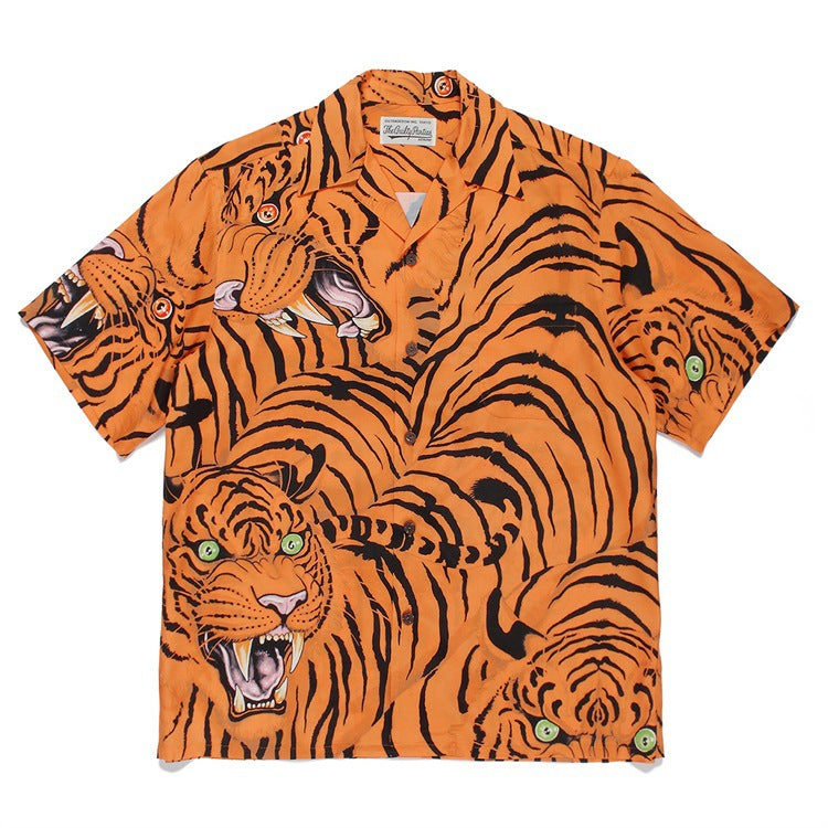 GUILTYPARTIES TIGER Shirts 22SS Cloud Tiger TIM LEHI Dragon Tiger Casual Short Sleeve Hawaiian Shirt Men and Women