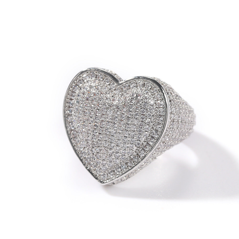 Rings Hip Hop Ring Copper 3A Zircon Love Ring Spectrum