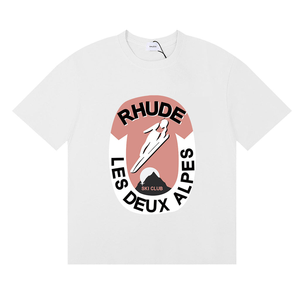 Rhude T Shirt Ski Theme Letter Print Short Sleeve T-Shirt