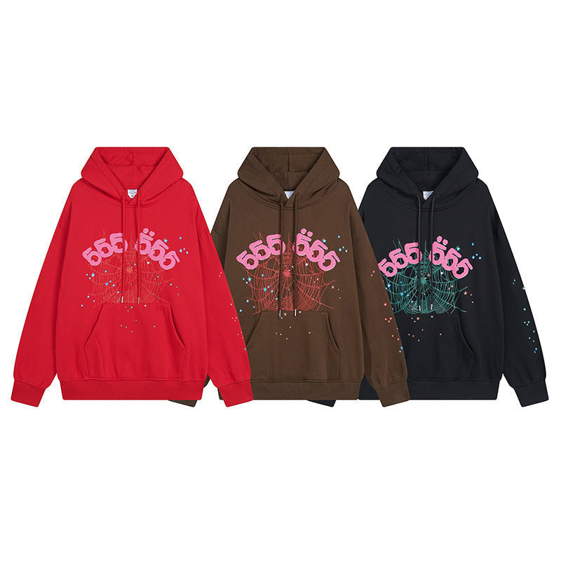 Sp5der Hoodie & Sweatpants Spider Web Velvet Sport Suit