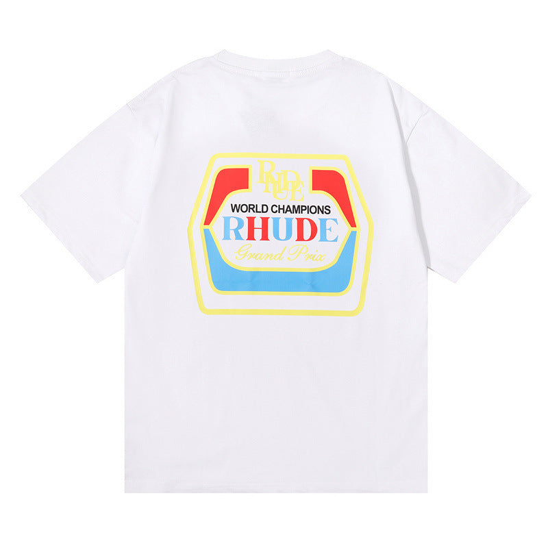 Rhude T Shirt Micro Label Wheat Ear Letter Print Short Sleeve T-Shirt