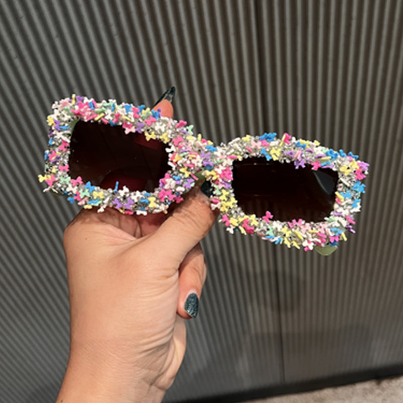 Trendy punk glasses flower decoration