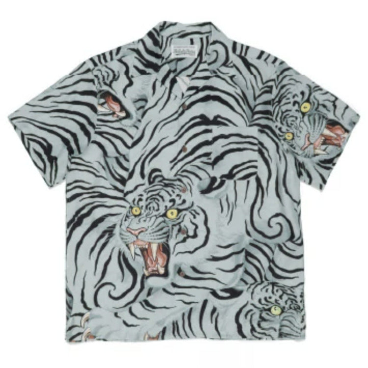 GUILTYPARTIES TIGER Shirts 21ss Tiger Tattoo Tattoo Print Hawaiian Short Sleeve Shirt Men