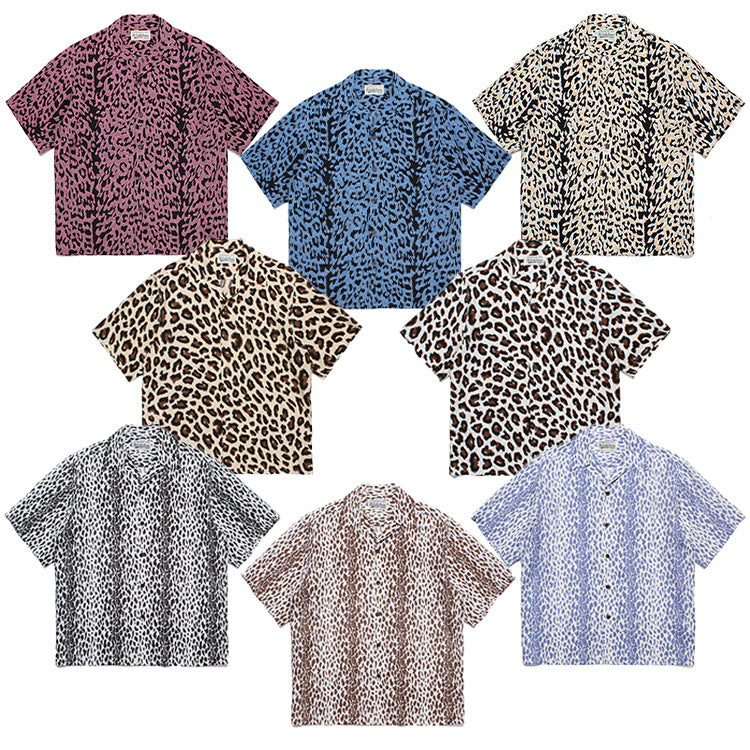 GUILTYPARTIES TIGER Shirts 23SS LEOPARD OPEN Leopard print Hawaiian short-sleeved shirt men