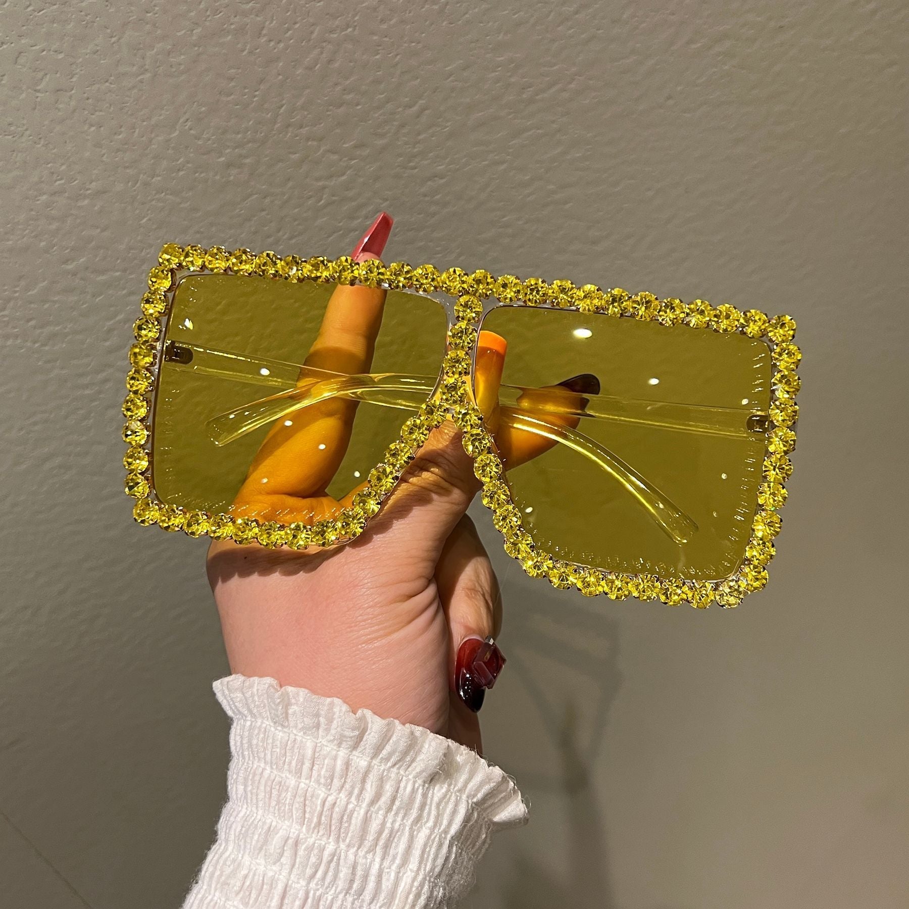 Trendy punk glasses with diamonds