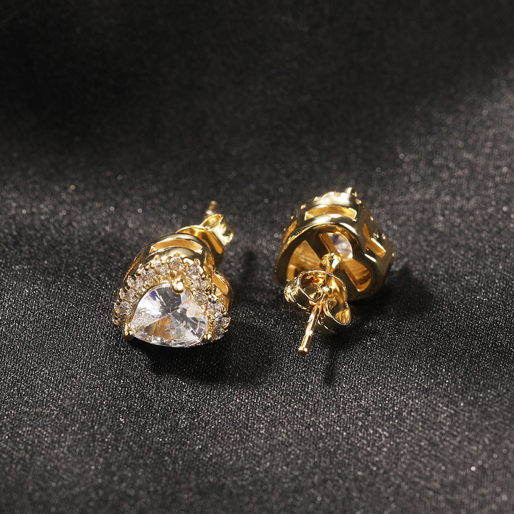 Earrings Heart Zircon Earrings St. Valentine's Spectrum