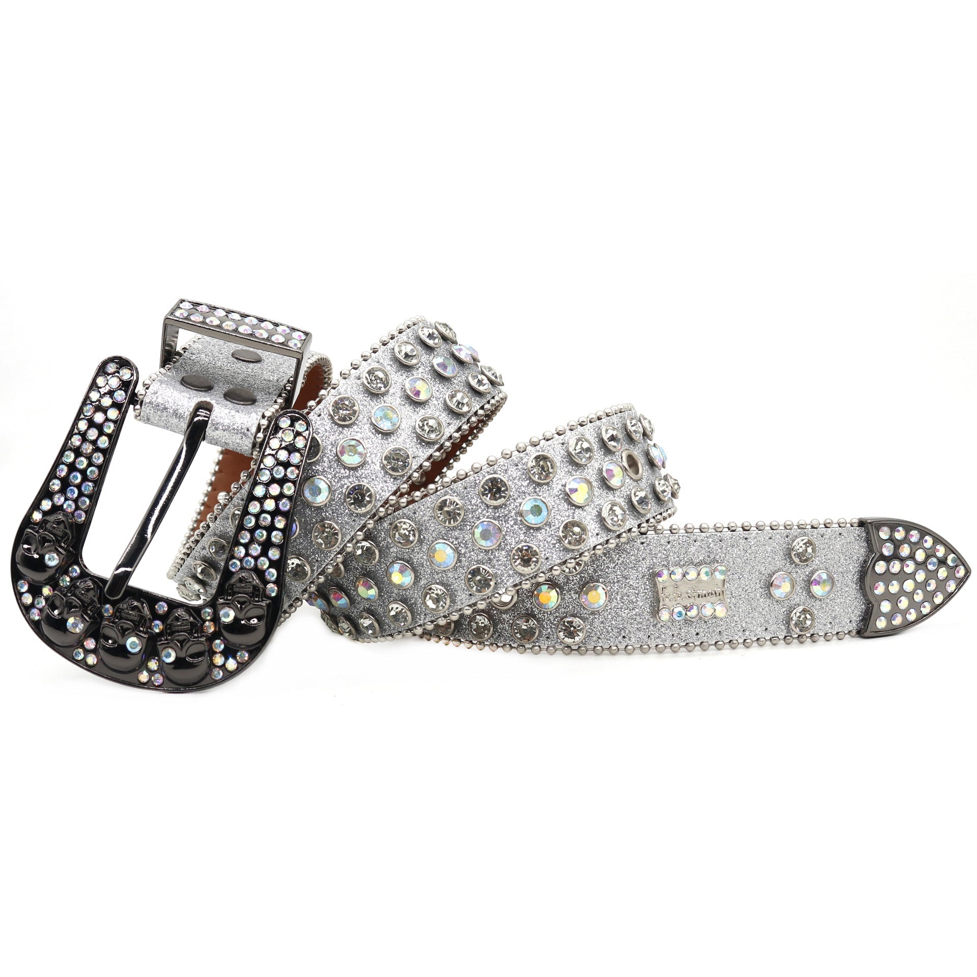 Hip-hop punk rhinestone belt skull y2k punk wide belt