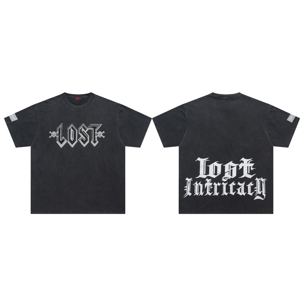 Lost Intricacy T-Shirt Skull Wash Casual Short Sleeve T-Shirt