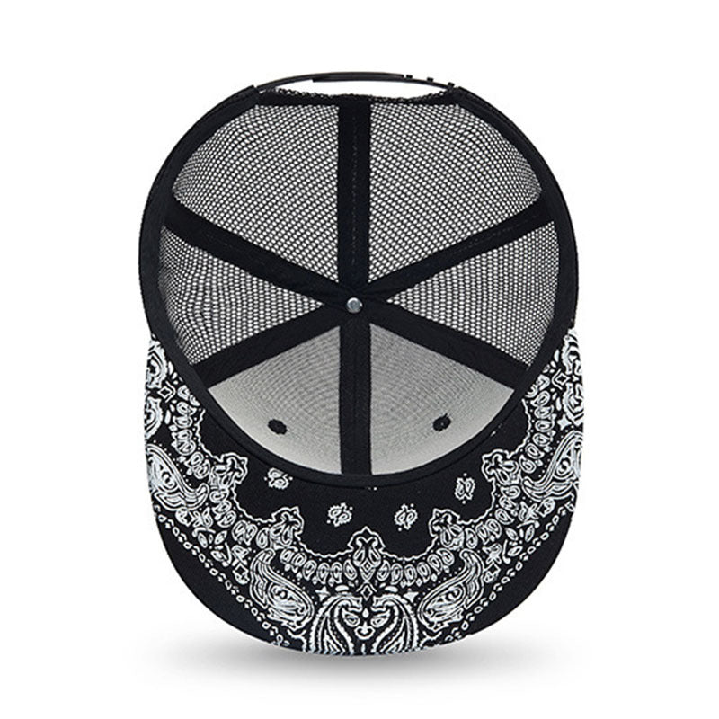 Trendy flat brimmed snapback hats breathable mesh