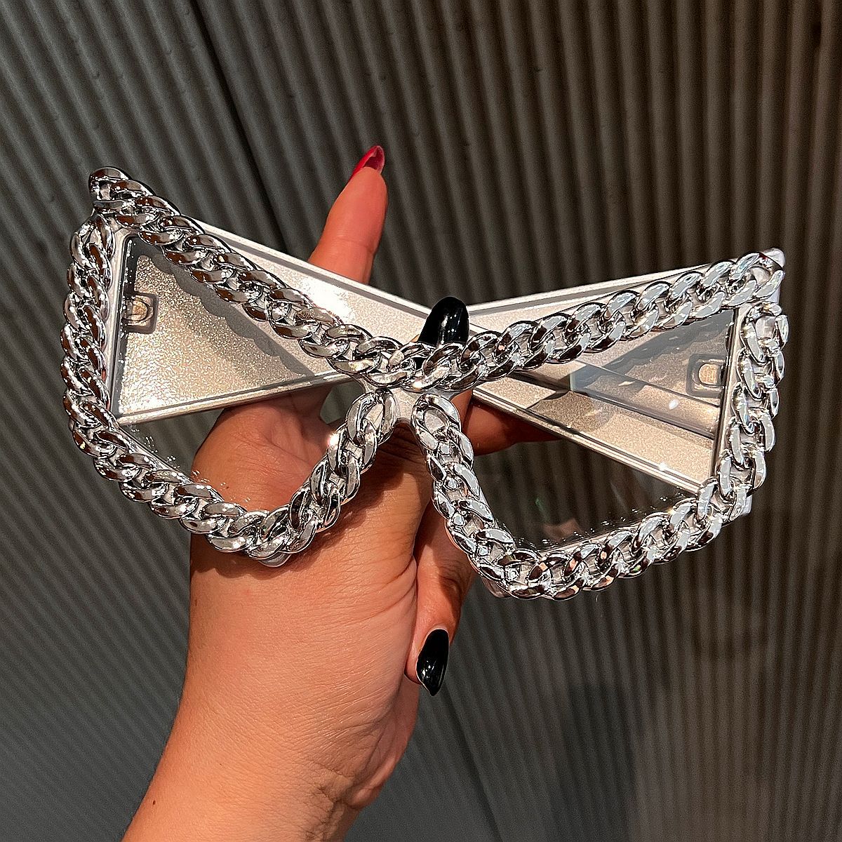 Trendy punk glasses chain retro cat eye