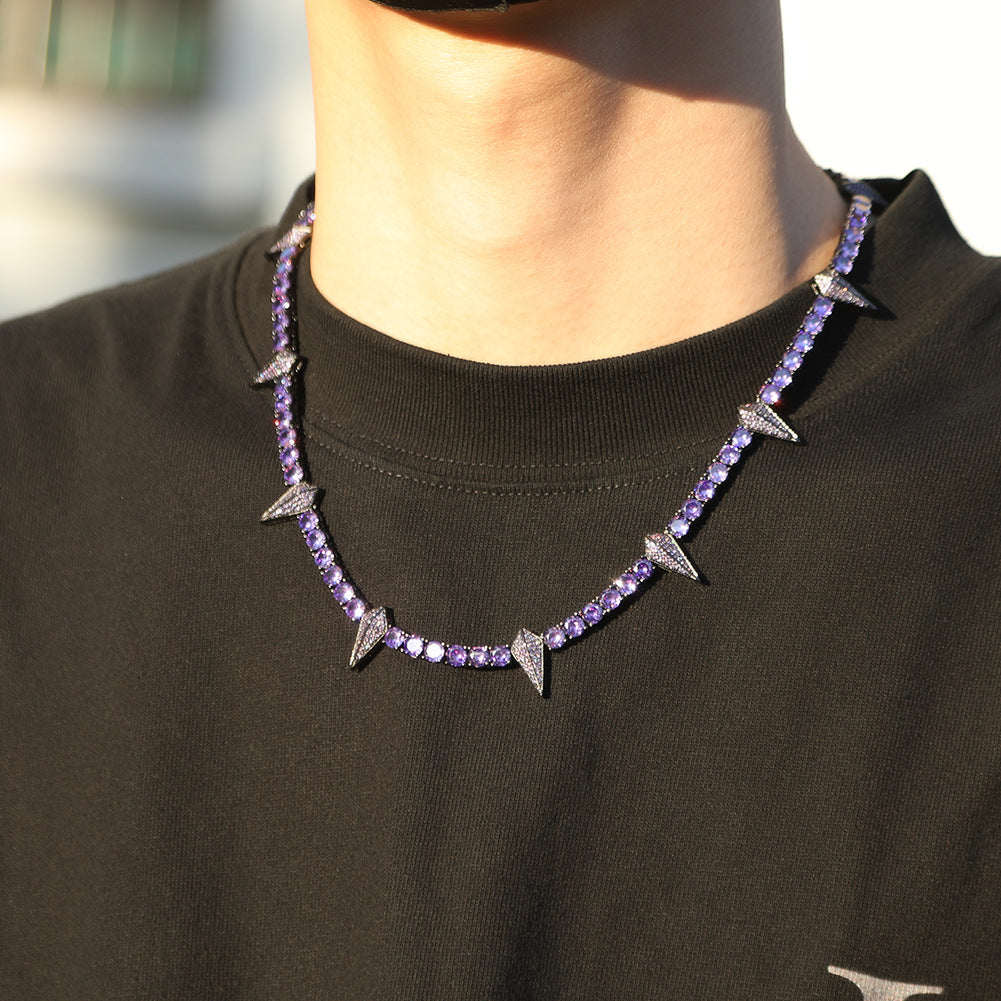 Jewelry Hip Hop Rap Luminous Panther Necklace Copper with Zircon Royalty Spectrum