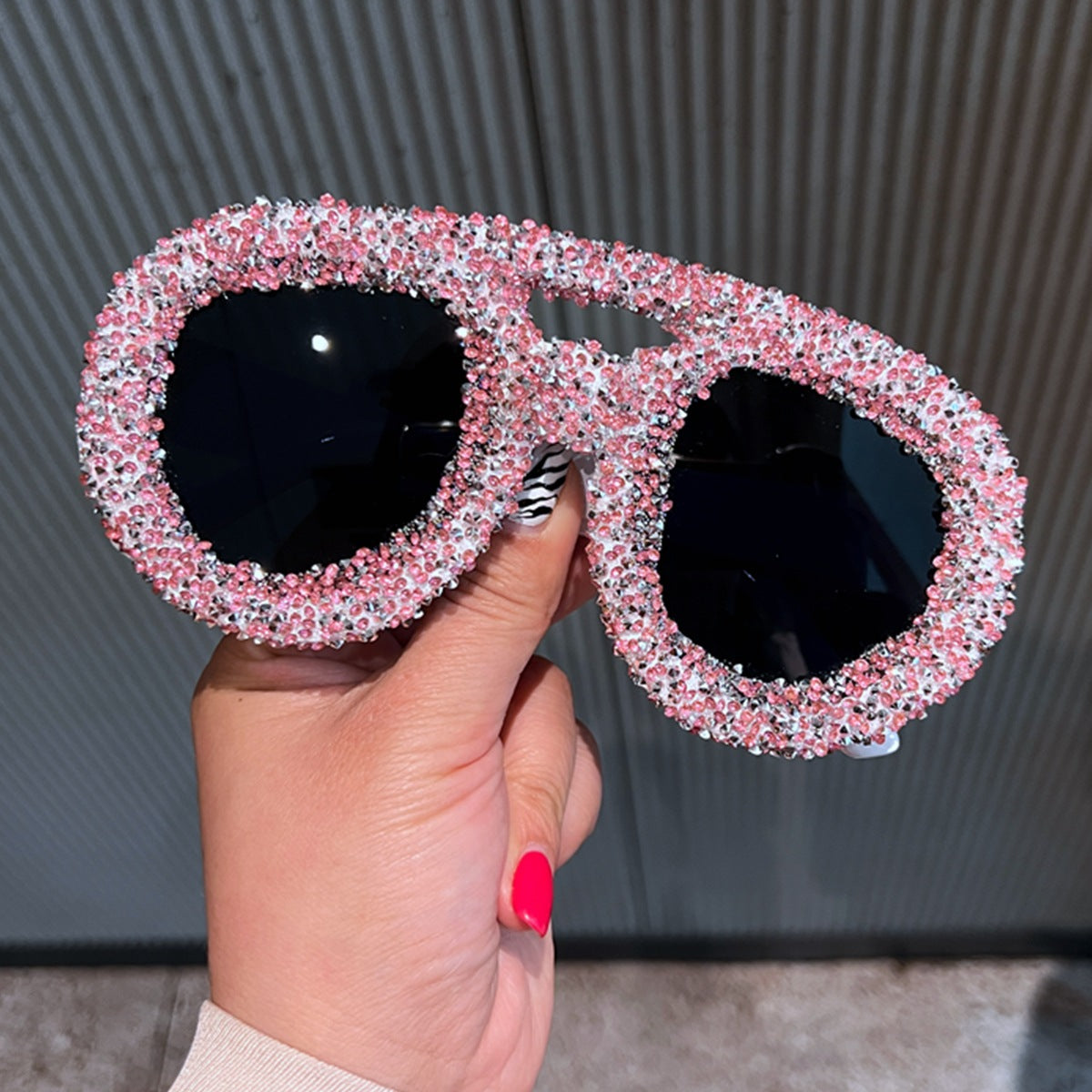 Trendy punk glasses with diamonds
