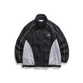 Unisex Jacket Retro Patchwork Contrast Color Stand-up Collar Sportswear Jacket