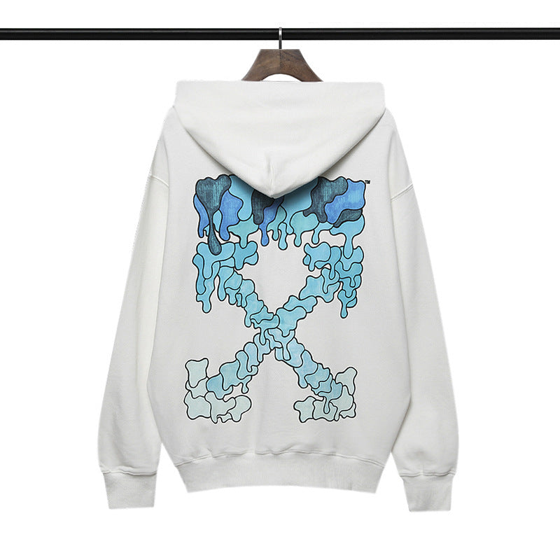 OW  hoodie blue melted arrow pattern hooded