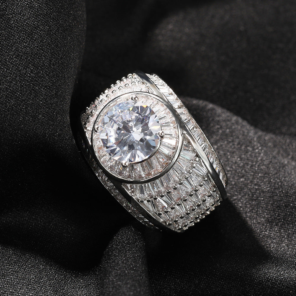 Rings Hip Hop Index Finger Ring Copper Zircon Ring ins Spectrum