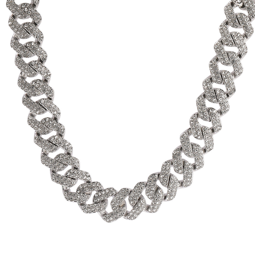 Bracelet Cuban Chain Necklace Alloy Full Diamond Hip Hop Rap St. Valentine's Spectrum