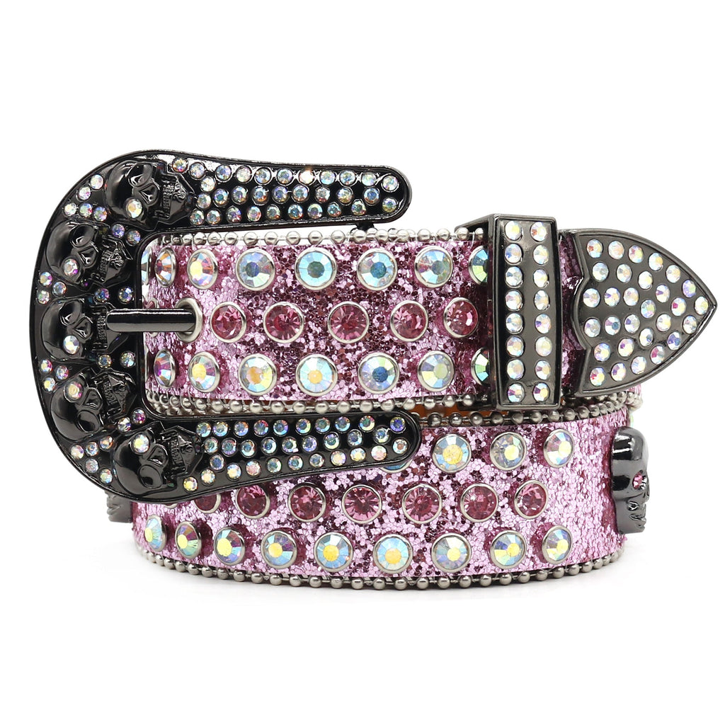 Hip-hop punk rhinestone belt skull y2k wide belt