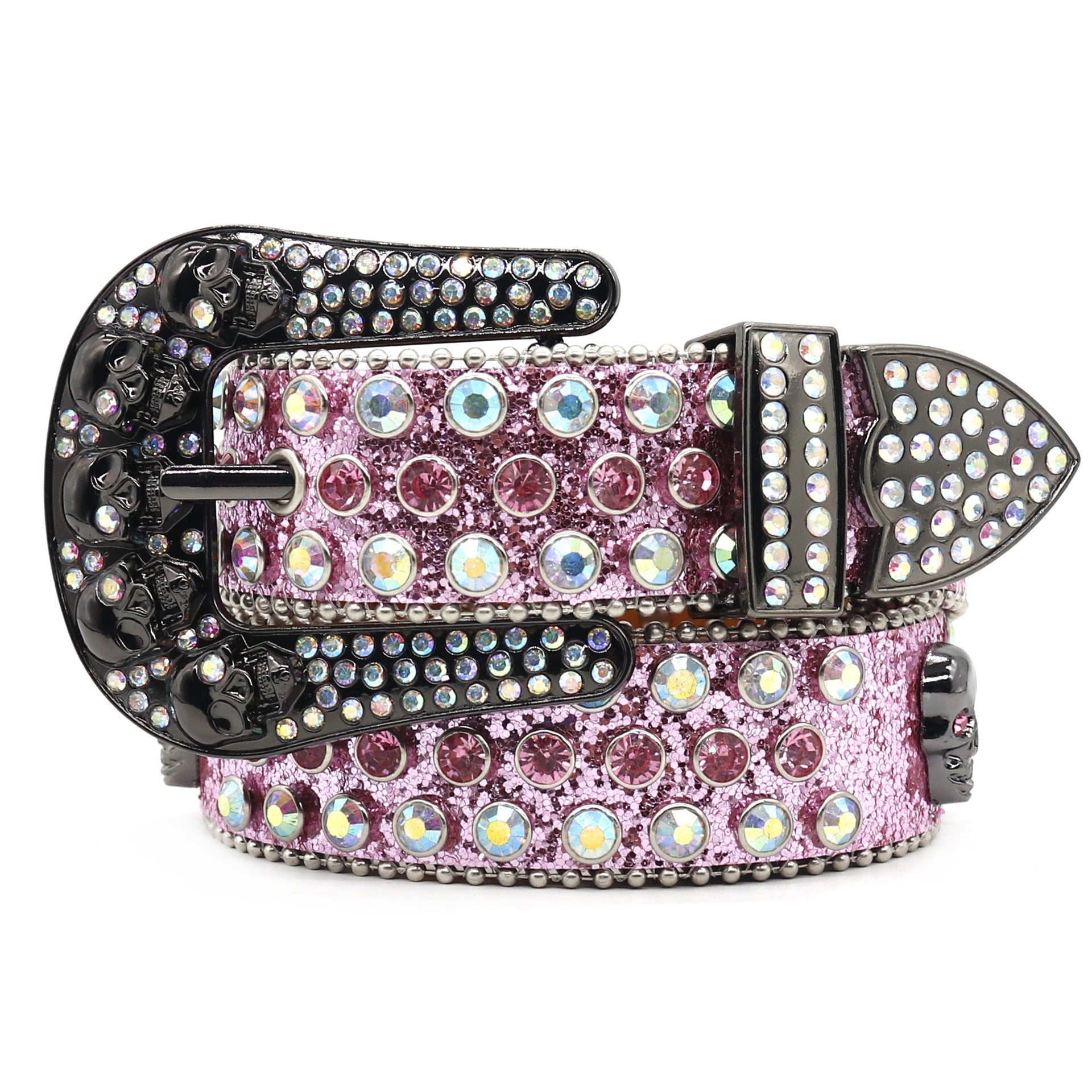 Hip-hop punk rhinestone belt skull y2k wide belt