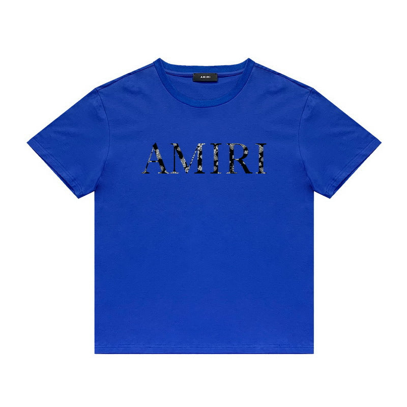 Amiri T Shirt Lettered Casual Hip Hop round Neck Short Sleeve T-shirt