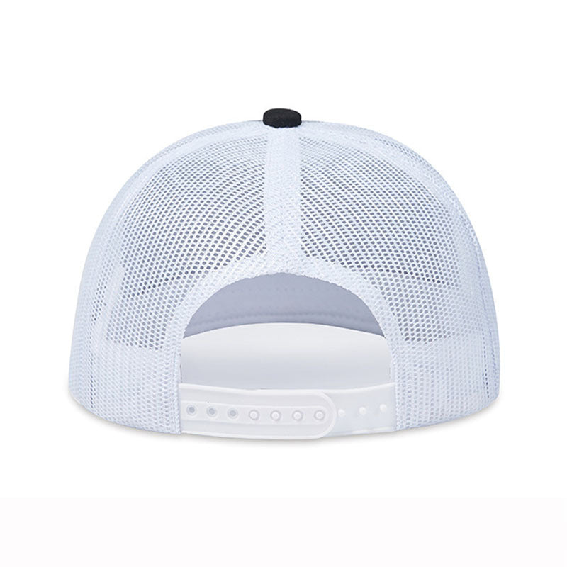 Trendy flat brimmed snapback hats leather label letter spring summer mesh hat sunshade