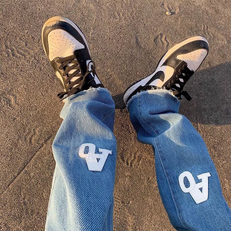 Men Jeans Retro Pants Black Jeans