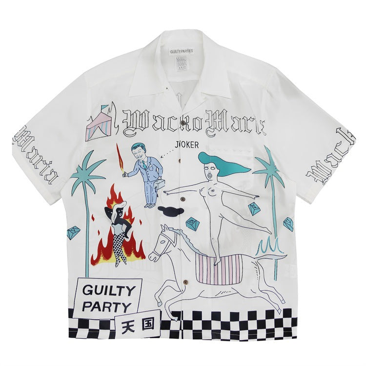 GUILTYPARTIES TIGER Shirts 24ss World Peace Series Theme, Hawaiian Short Sleeve Shirt Men