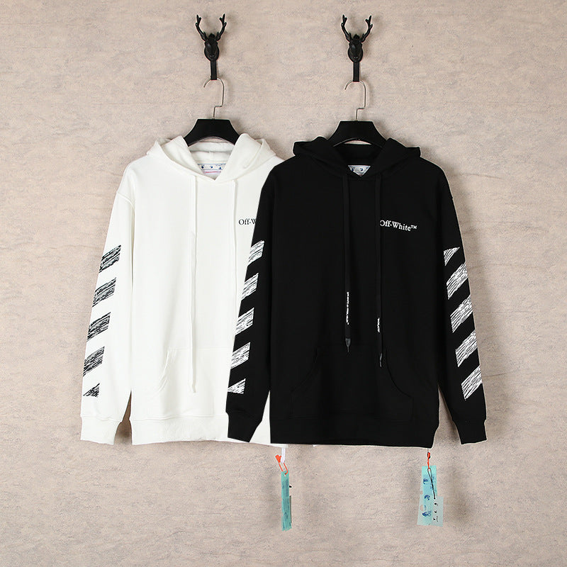 OW hoodie sketch pattern arrow terry hooded