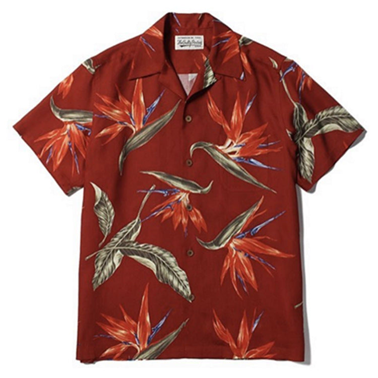 GUILTYPARTIES TIGER Shirts bird of paradise Hawaiian short-sleeved shirt men