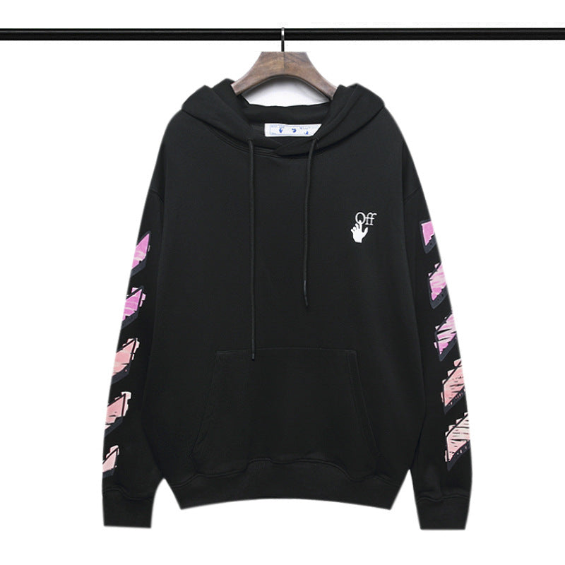 OW  hoodie red gradual change arrow pattern hooded