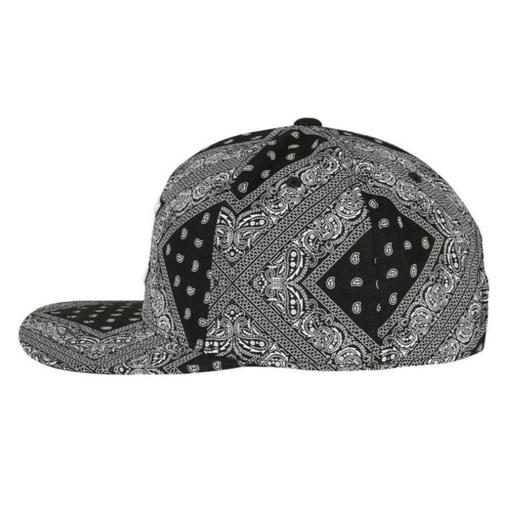 Trendy flat brimmed snapback hats cashew pattern sun shade