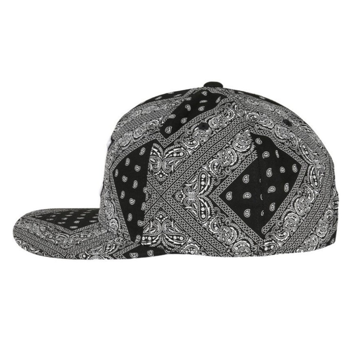 Trendy flat brimmed snapback hats cashew pattern sun shade