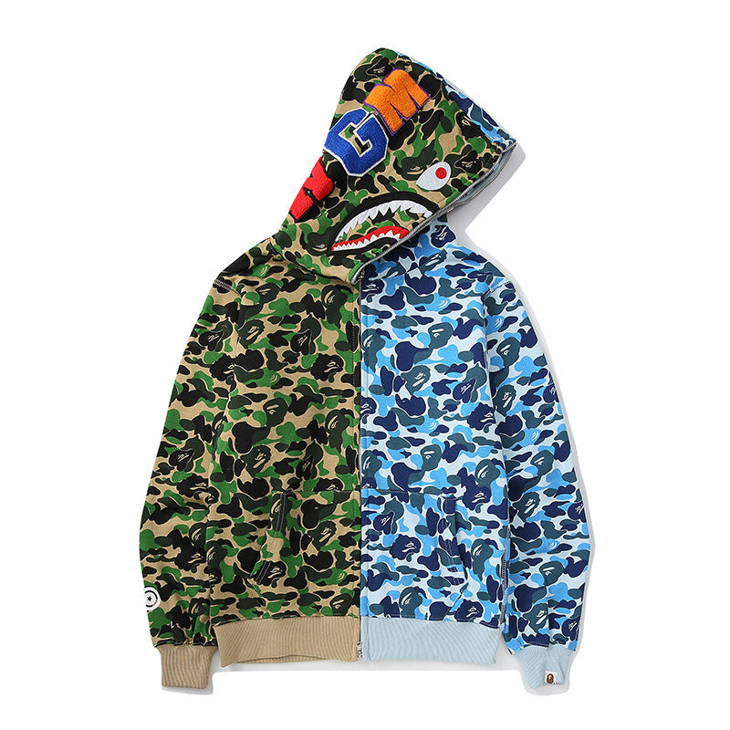 Bathing Ape Hoodie Shark Stitching Sweater Men's Cardigan