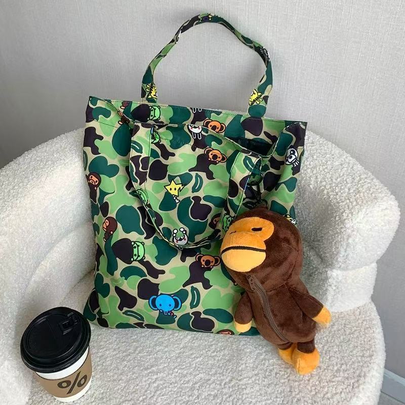Bathing Ape Bape Bag Blue-green camouflage little monkey cartoon doll, storage handbag