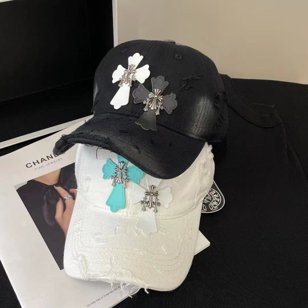 Chh Chrome Heart Hat Soft Top Baseball Cap Women's Cross Sunshade Sunscreen