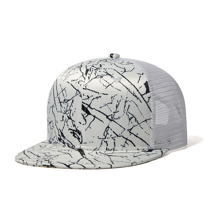 Trendy flat brimmed snapback hats mesh breathable summer